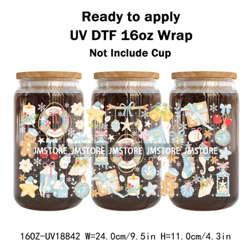 Coquette Bow Christmas Cozy Winter UV DTF Stickers Ready To Apply Cup Wrap Durable Custom Prints DIY Craft For Libbey Can Glass