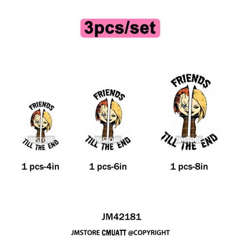 See You In Hell Scary Movie True Love Couple Halloween Season Iron on DTF Washable Transfers Stickers Ready to Press for Textile