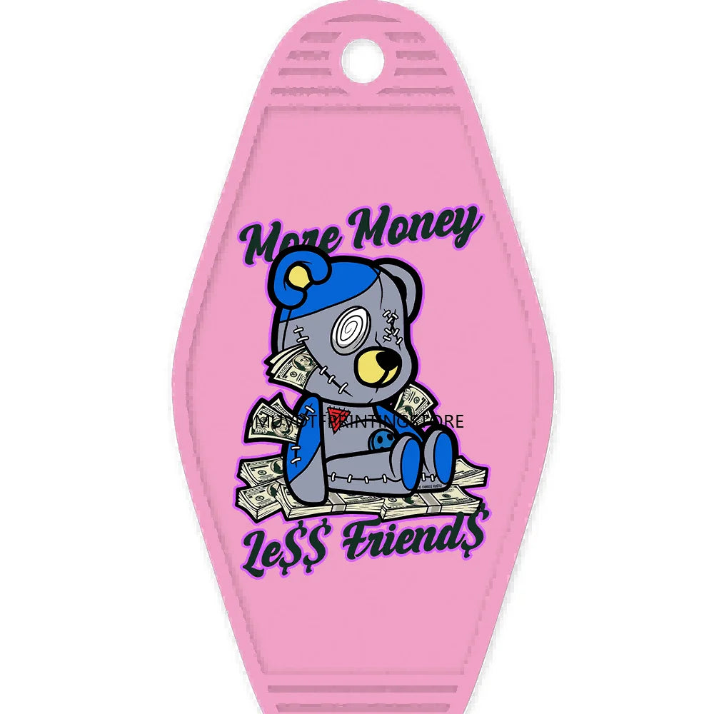 Focus On The Hustle Bear High Quality WaterProof UV DTF Sticker For Motel Hotel Keychain More Money Less Friends