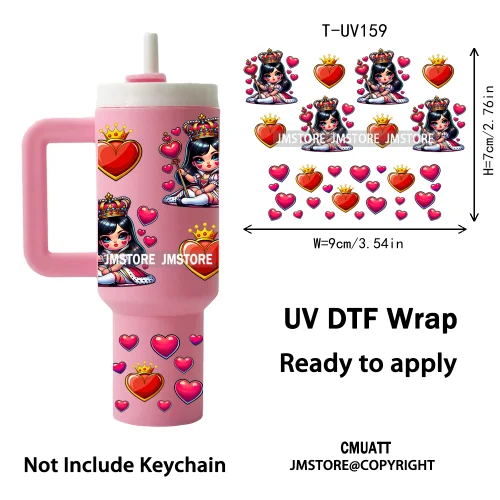 Princess Cartoon Queen Heart Wholesale Bulk UV DTF Wraps Ready To Apply Transfer Stickers Waterproof For Mini Tumbler Keychain
