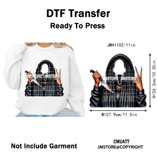Horror Afro Mama Coffee Lover Scary Girly Killer Halloween Movie Iron on DTF Transfers Stickers Ready to Press for Textile Bags