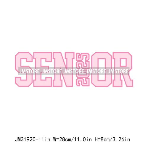 New High School Pink Senior 2025 Grad Squad 2k25 Senior Year Coquette Iron On DTF Transfers Stickers Ready To Press For Hoodies