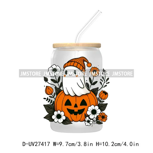 Cute Bougie Ghost Boo Halloween UV DTF Transfer Stickers Decals For Libbey Cold Cup Mug Tumbler High Quality Fall Pumpkin Season