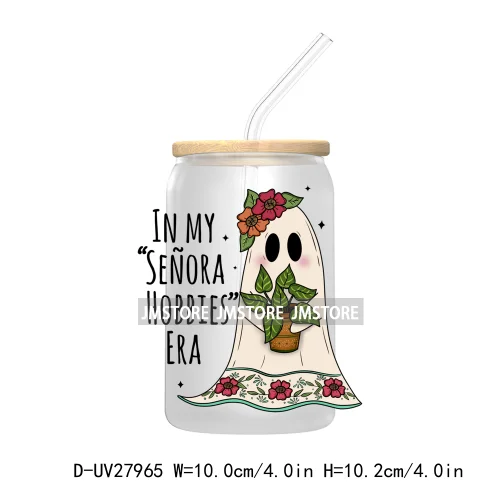 Mexican Latina Halloween Spooky Ghost UV DTF Transfer Stickers Decals For Libbey Cold Cup Mug Tumbler Label Coquette Girly Skull