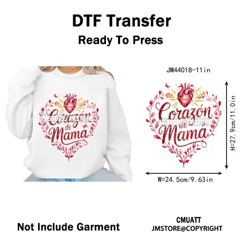 Latina Mom Mexican Virgen de Guadalupe Flower Mother's Day Iron on DTF Heat Transfers Stickers Ready to Press for T-shirts Bags