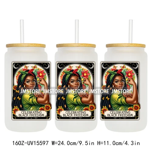1865 Juneteenth Black History Month UV DTF Cup Wraps Ready To Apply CustomTransfer Stickers For 16OZ Libbey Glass Can Tumbler