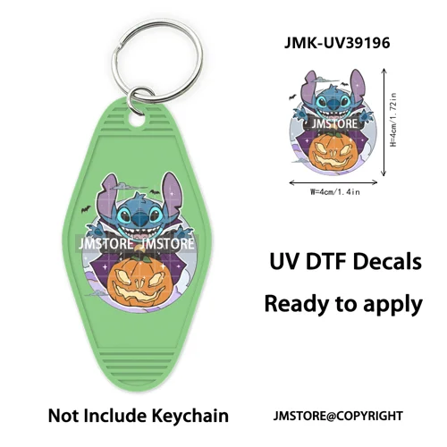 Horror Pumpkin Halloween Cartoon UV DTF Motel Keychain Decal Ready To Ship Durable Transfer Stickers Prints For Hotel Keychain