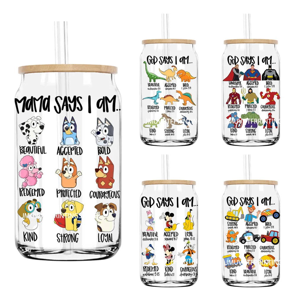 God Says I Am Magical Kingdom UV DTF Transfers Stickers Decals For Libbey Cold Cups Mugs Tumbler Waterproof DIY Logo Family Trip