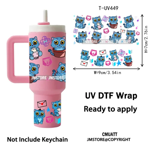 Demon Hunter Inspired Movie Kpop UV DTF Mini Tumbler Keychain Wraps Ready To Apply Transfer Stickers Prints Waterproof Decals