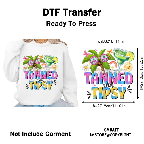 Spring Break Wildflower Seashell Turtle Coquette Sun Summer Vacation Iron on DTF Transfers Stickers Ready to Press for Clothes