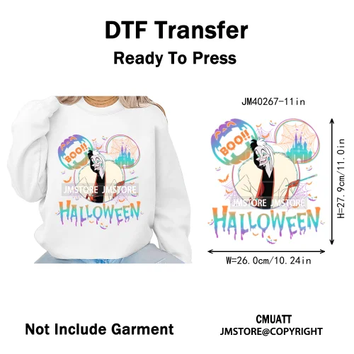 Waiting For Halloween Coquette Bad Girls Friends Wicty Logos Iron on DTF Washable Transfers Stickers Ready to Press for Clothing