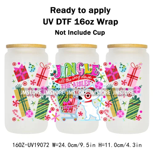 Horror Xmas Ghouls Characters NBC 16OZ UV DTF Cup Wraps Ready To Apply Durable Transfer Stickers For Libbey Glass Can Christmas