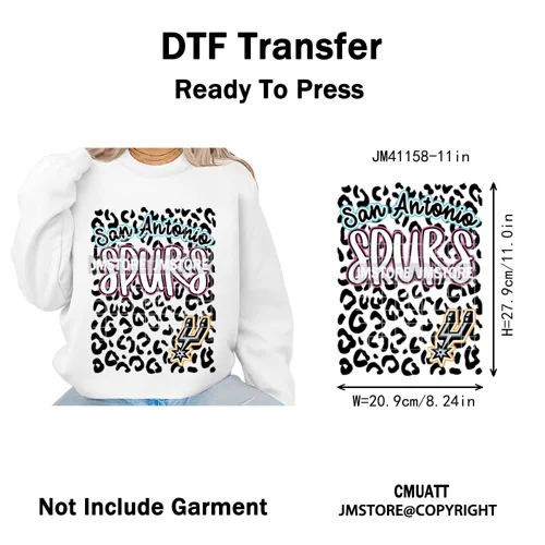 Faux Glitter Leopard Game Day American Football Sport Coquette Iron on Washable DTF Transfer Stickers Ready to Press for Clothes