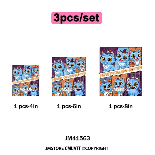 Cute Blue Tiger Idol Group Characters Kpop Halloween Pumpkin Iron on DTF Washable Transfers Stickers Ready to Press for Textile