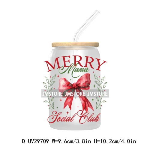 Just A Girl Who Loves Christmas UV DTF Transfer Stickers Decals For Libbey Cold Cups Mugs Tumbler Xmas Santa Coquette Bow Girly