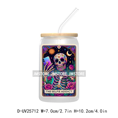 The Teacher Tarot Card UV DTF Transfer Stickers Decals For Libbey Cold Cups Mugs Tumbler Custom Logo Labels Funny Witchy Skull