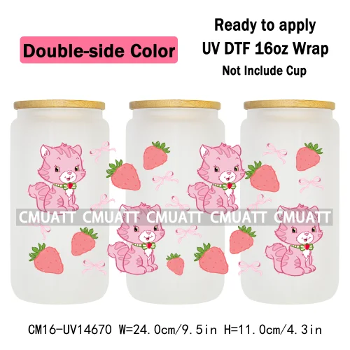 Double Sided Color UV DTF Cup Wraps 16OZ Wholesale Custom Bulk Waterproof Cartoon Cute Monster Coquette Bow DIY Craft Mug Glass