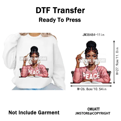 Motivational African Girls Melanin Queen Hope Faith Self Love Printing Iron on DTF Transfer Stickers Ready to Press for Clothing