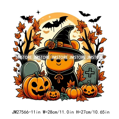 Cartoon Halloween Spooky Season Pumpkin Rip Gravestone Skull DTF Iron On Transfers Stickers Printing Ready To Press For Clothing