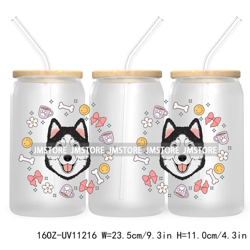 Dog Mom Mama 16OZ UV DTF Cup Wrap Transfer Stickers Custom Labels Durable Waterproof Logo For Libbey Glass Can Seamless Dog Paw