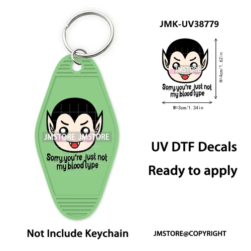 Fall Halloween Quotes Spooky Boo UV DTF Motel Keychain Decal Ready To Ship Durable Transfer Stickers Prints For Hotel Keychain