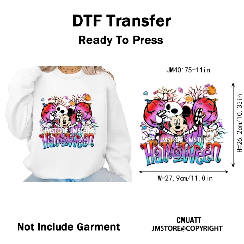 Cartoon Witches Princess Skull Animal Kids Love Characters Halloween Iron on DTF Transfers Stickers Ready to Press for T-shirts