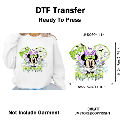 Happy Halloween Nightmare Cartoon Character Pumpkin Skeleton Iron on DTF Washable Transfers Stickers Ready to Press for T-shirts