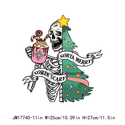 Retro Mooey Howdy Christmas Highland Cow Western Jingle Horse DTF Sticker Sorta Scary Sorta Merry Transfer Printing For Clothes