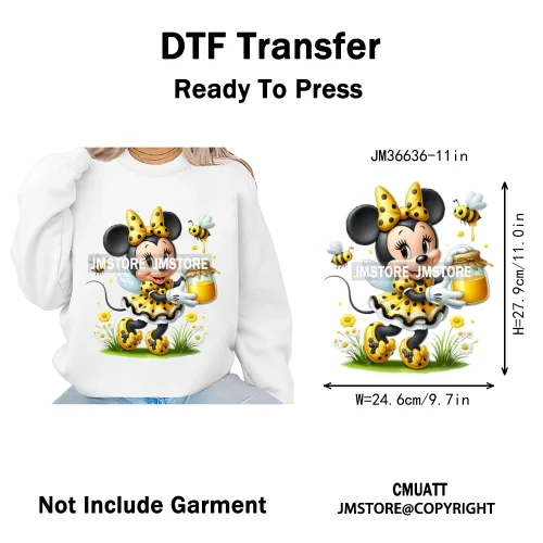 Trendy Flower Cat Bee Animal Lover Cute Princess Designs Iron on DTF Washable Transfers Stickers Ready to Press for T-shirts
