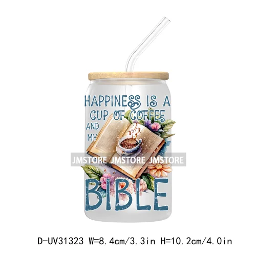 Christian Bible Verse UV DTF Transfer Stickers Decals For Libbey Cold Cups Mugs Tumbler Waterproof Custom Jesus Cross Flowers