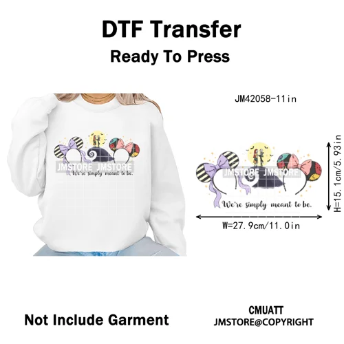 Movie Cartoon Character Coquette Kids Love Girly Halloween Iron on DTF Washable Transfers Stickers Ready to Press for Clothing