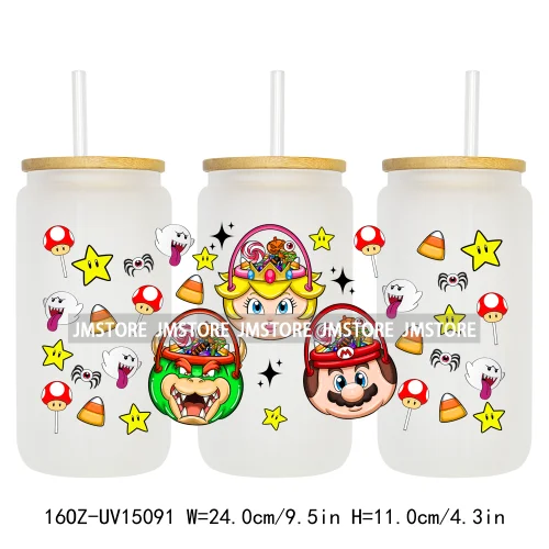 Fashion Princess Monster Doll 16OZ UV DTF Cup Wraps Ready To Apply Waterproof Transfer Stickers For Libbey Glass Can Tumbler
