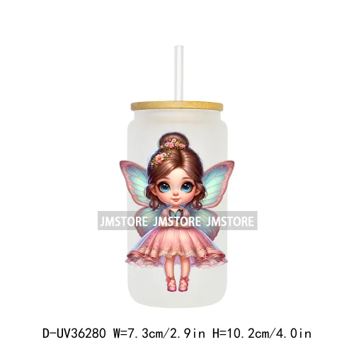 Cute Little Girl Butterfly Wings UV DTF Transfer Stickers Decal Ready To Apply Waterproof For 16OZ Libbey Glass Can Cups Tumbler
