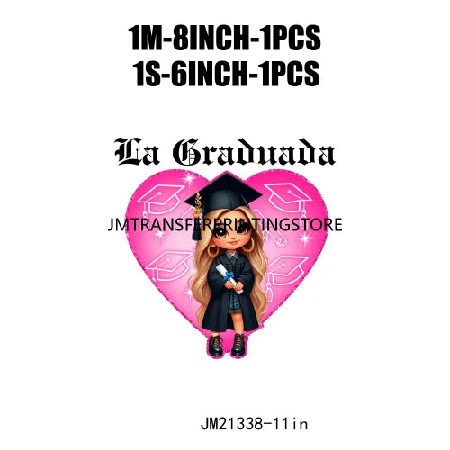 Chicana Chola Educated Latina Graduation Girl Mexican Culture Iron On Stickers Chingona y con Diploma DTF Transfers For Garment