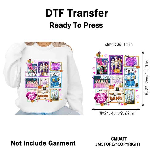 Cartoon Kpop Spooky Boys Girls In This House Era Halloween Iron on DTF Washable Transfers Stickers Ready to Press for Clothes