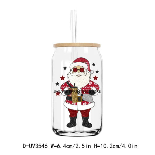 Faux Sequins Christmas Vibes UV DTF Transfers Stickers Decals For Libbey Cold Cups Mugs Tumbler Waterproof DIY Craft