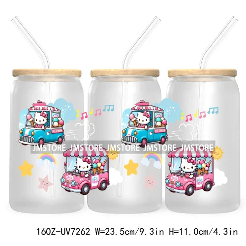 Cartoon Baby Princess Best Friends 16OZ UV DTF Cup Wrap Transfers Stickers For Libbey Glass Can Cups Tumbler Waterproof Labels