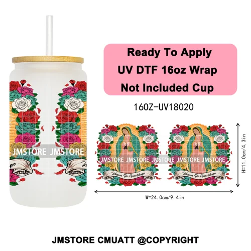 Tis The Season Mexican Christmas Coquette UV DTF Cup Wrap Ready To Apply Transfer Stickers Tumbler Wraps For Libbey Glass Can