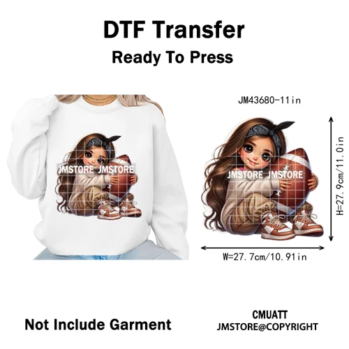 Latina Football Mexican Baby Girls Sports Lover Game Day Iron on Washable DTF Heat Transfers Stickers Ready to Press for Hoodies