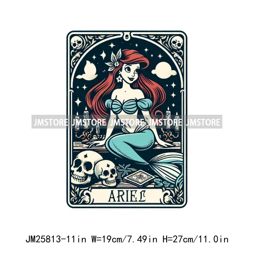 Cute Cartoon Animal Princess Characters Halloween Tarot Cards DTF Iron On Transfers Stickers Ready To Press For T-shirt Bags