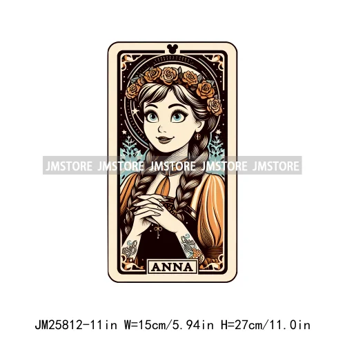 Cute Cartoon Animal Princess Characters Halloween Tarot Cards DTF Iron On Transfers Stickers Ready To Press For T-shirt Bags