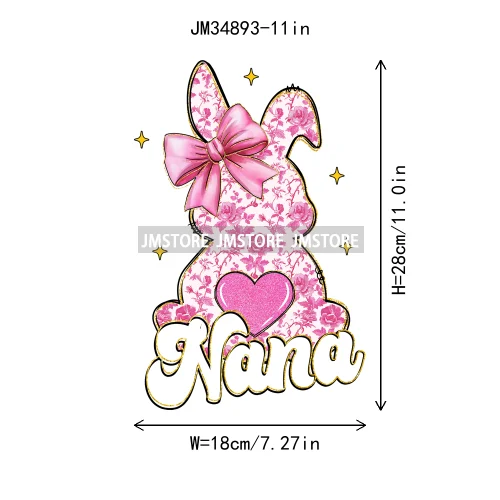 Happy Easter Day Cute Coquette Girl Kids Carrot Floral Bunny Eggs Iron On DTF Heat Transfers Stickers Ready To Press For Hoodies