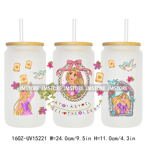 Princess Cartoon Magical Mirror Bow UV DTF Stickers Ready to Transfer Cup Wrap Custom Labels For Libbey Can Glass Tumblers Mugs