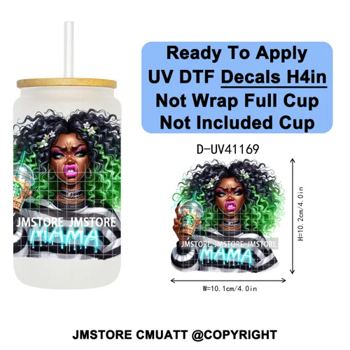 Bad Mama Killers Mom Halloween UV DTF Decals Ready To Apply Waterproof Transfer Stickers DIY Crafts For 16OZ Libbey Glass Can