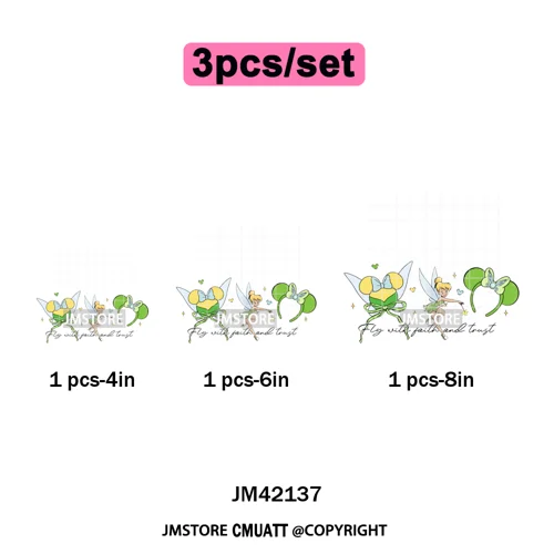 Colorful Mouse Headbands Cartoon Animal Princess Character Iron on DTF Washable Transfers Stickers Ready to Press for Clothes