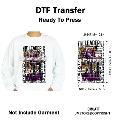 Bible Inspirational Quotes Black Prayer Men of God Religious Iron on Washable DTF Transfers Stickers Ready to Press for Textiles