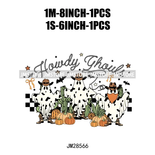 Howdy Pumpkin Ghost Western Fall Vibes Turquoise Coquette Bow Autumn Iron On DTF Transfer Sticker Ready To Press For T-shirts