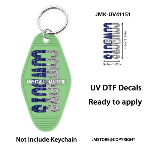Football Cowboys Coquette Bow Game Day UV DTF Motel Keychain Wraps Ready To Apply Waterproof High Quality Hotel Keychain Decals