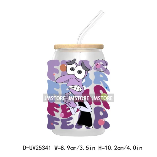 Cartoon Characters Emotions UV DTF Transfer Stickers Decals For Libbey Cold Cups Mugs Durable Custom Labels Mental Health Matter