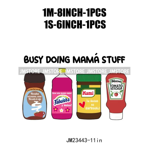 Tropical Summer Mama Nana Auntie Sister Floral Mom Iron On Spanish Busy Doing Mama Stuff DTF Transfer Stickers For T-shirts